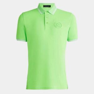 G/Fore Embossed Logo Banded Tech Pique Polo Shirt Neon Green Gecko